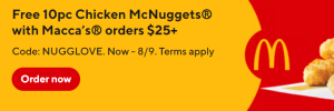 DEAL: McDonald's - Free 10 McNuggets with $25+ Spend via DoorDash (until 8 September 2024) 37