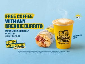 DEAL: Guzman Y Gomez - Free Medium Coffee with Any Brekkie Burrito via App or Web (1 October 2024) 1