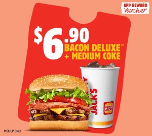 DEAL: Hungry Jack's - $6.90 Bacon Deluxe & Medium Coke via App (until 23 September 2024) 1