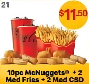 DEAL: McDonald’s - 10 McNuggets, 2 Medium Fries & 2 Medium Soft Drinks for $11.50 via mymacca's App (21 September 2024) 1