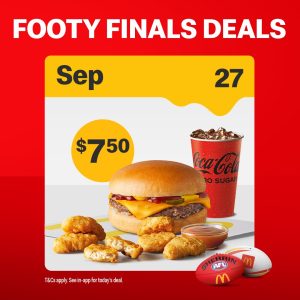 DEAL: McDonald’s - 6 McNuggets, Cheeseburger & Small Soft Drink for $7.50 via mymacca's App (27 September 2024) 1