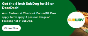 DEAL: Subway - $6 6-Inch SubDog via DoorDash (until 6 October 2024) 19