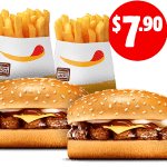 DEAL: Hungry Jack’s – 2 BBQ Cheeseburgers & 2 Small Chips for $7.90 Pickup via App