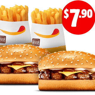 DEAL: Hungry Jack's - 2 BBQ Cheeseburgers & 2 Small Chips for $7.90 Pickup via App 9