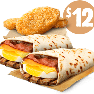 DEAL: Hungry Jack's - 2 BBQ Brekky Wraps & 2 Hash Browns for $12 Pickup via App 1