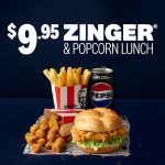 DEAL: KFC – $9.95 Zinger & Popcorn Lunch via App (until 17 October 2024)