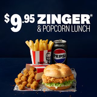 DEAL: KFC - $9.95 Zinger & Popcorn Lunch via App (until 17 October 2024) 1