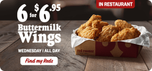 DEAL: Red Rooster - 6 Buttermilk Wings for $6.95 In-Restaurant on Wednesdays 1