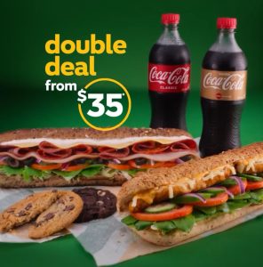 DEAL: Subway $35 Double Deal with 2 Footlongs, 2 Cookies & 2 600ml Drinks 1