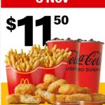 DEAL: McDonald’s – $11.50 10 McNuggets, 2 Medium Fries & 2 Medium Soft Drinks on 3 November 2024 (30 Days 30 Deals)