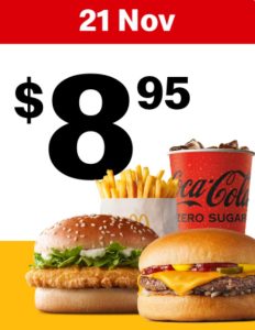 DEAL: McDonald’s - $8.95 Small McChicken Meal & Cheeseburger on 21 November 2024 (30 Days 30 Deals) 1