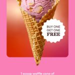 DEAL: Baskin Robbins – Buy One Get One Raspberry Almond Brittle Chocolate 1 Scoop Waffle Cone for Club 31 Members