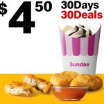 DEAL: McDonald’s – $4.50 3 McNuggets & Small Sundae on 6 November 2024 (30 Days 30 Deals)