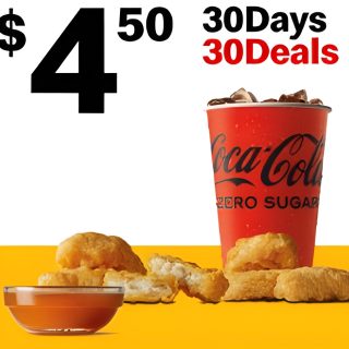 DEAL: McDonald’s - $4.50 6 McNuggets & Small Soft Drink on 7 November 2024 (30 Days 30 Deals) 9